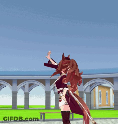 Girl In Red Dress Standing With Hand In Pocket GIF