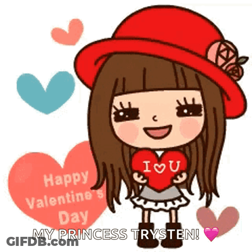 Girl In Red Hat Holding I Love You Heart GIF