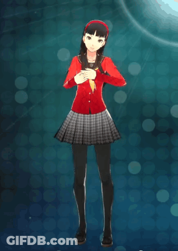 Girl In Red Jacket And Plaid Skirt Dancing In Video Game GIF