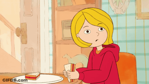Girl In Red Jacket Holding Sandwich GIF