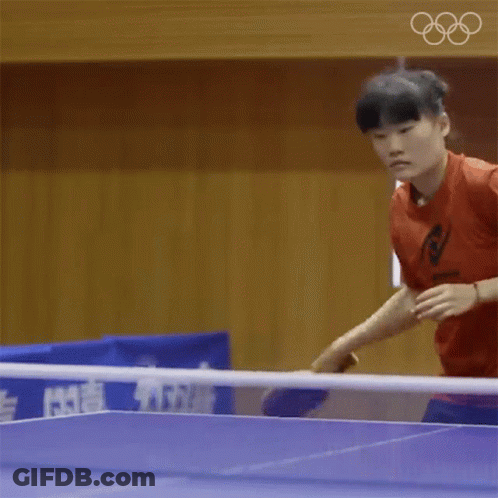 Girl In Red Shirt Playing Ping Pong GIF