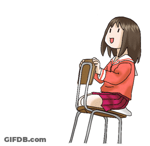 Girl In Red Shirt Sitting On Chair GIF