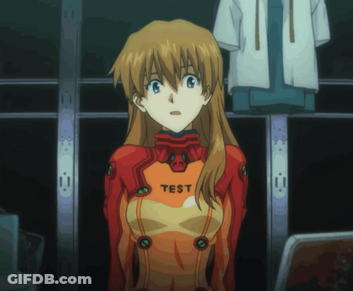 Girl In Red Suit With Test GIF
