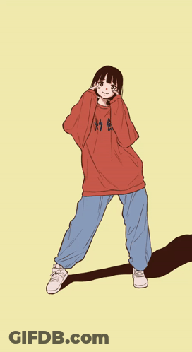 Girl In Red Sweatshirt With Chinese Writing GIF