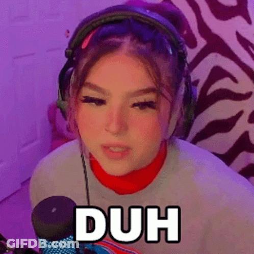 Girl In Red Turtleneck And Headphones Saying Duh GIF