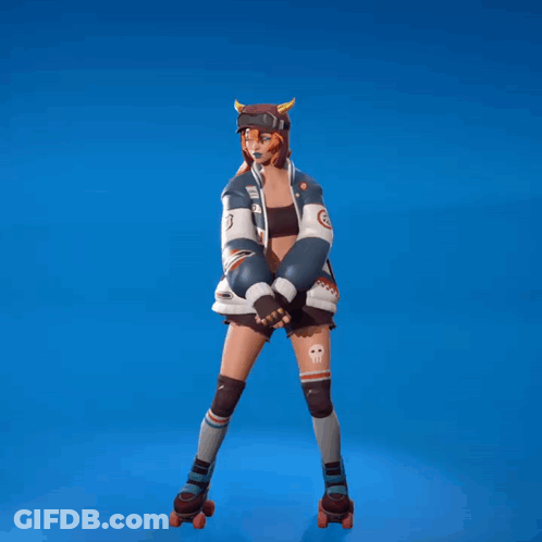 Girl In Roller Skates Wearing SH Jacket GIF
