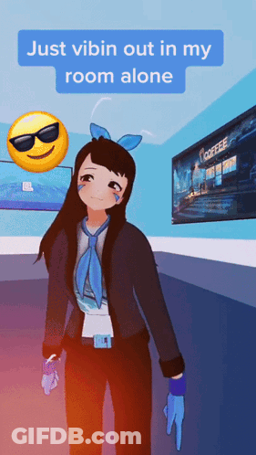 Girl In Room Just Vibin Out In My Room Alone GIF