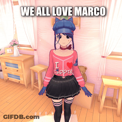 Girl In Room Saying We All Love Marco GIF