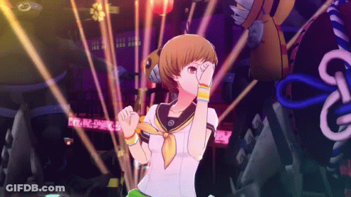 Girl In Sailor Suit Dancing In Front Of Tokyo Sign GIF