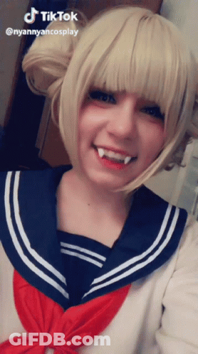 Girl In Sailor Suit Smiling With TikTok Sticker GIF