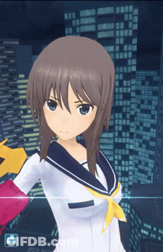 Girl In Sailor Suit Standing In Front Of City Skyline GIF
