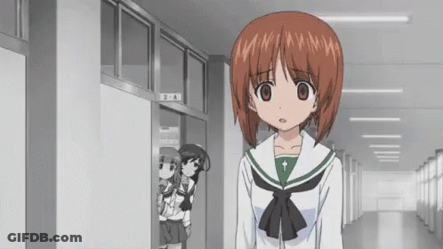 Girl In School Uniform At Door Marked 2A GIF