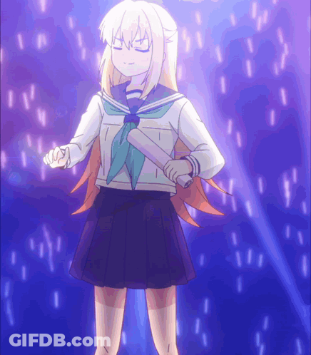 Girl In School Uniform Holding Bat GIF