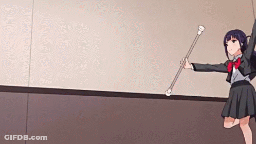 Girl In School Uniform Holding Cane GIF