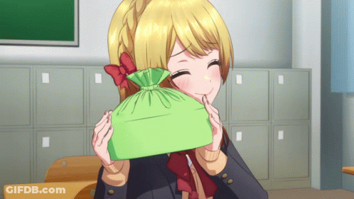 Girl In School Uniform Holding Green Bag GIF