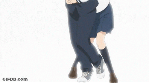 Girl In School Uniform Hugging Boy In Uniform GIF