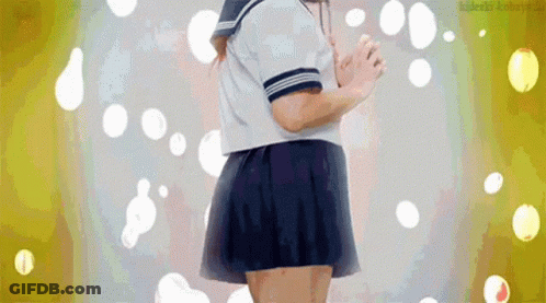Girl In School Uniform In Bubbles GIF