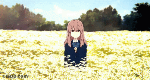 Girl In School Uniform In Daisy Field GIF