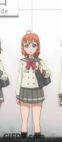 Girl In School Uniform In Front Of Sign GIF