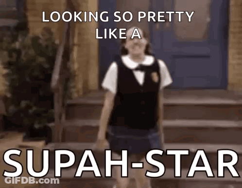 Girl In School Uniform On Stairs Looking Pretty Like A Superstar GIF
