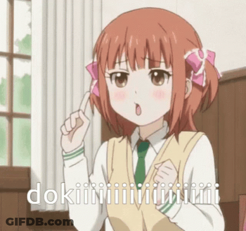 Girl In School Uniform Pointing Up Saying Doki GIF