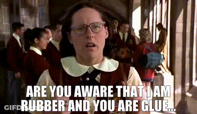 Girl In School Uniform Saying Rubber And Glue GIF