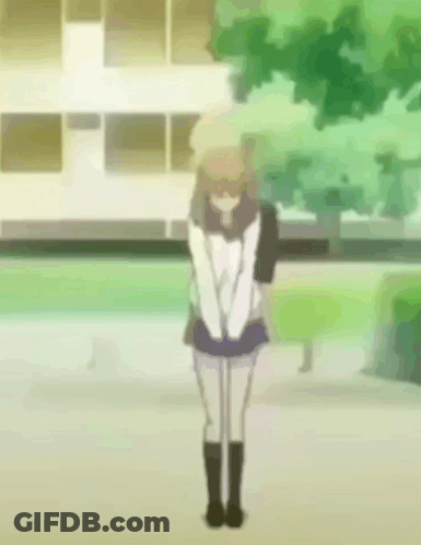 Girl In School Uniform Standing GIF