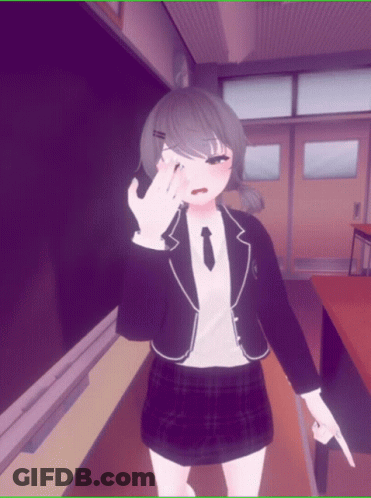 Girl In School Uniform Standing In Classroom GIF