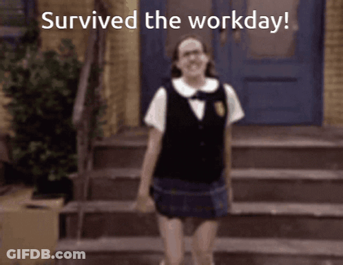 Girl In School Uniform Survived The Workday GIF