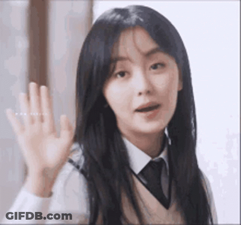 Girl In School Uniform Waving GIF