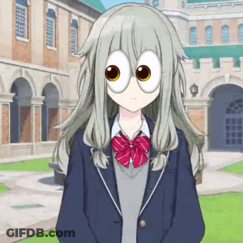 Girl In School Uniform With Big Eyes GIF