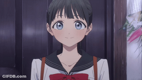 Girl In School Uniform With Red Bow GIF