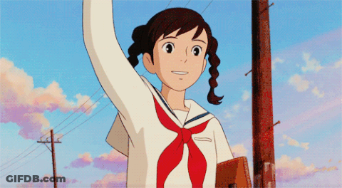 Girl In School Uniform With Red Scarf GIF