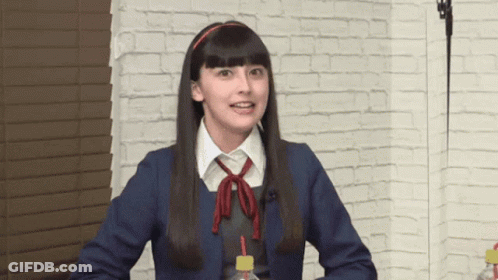 Girl In School Uniform With Soda GIF