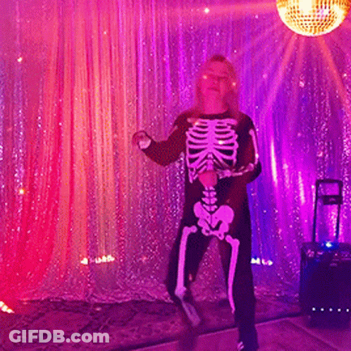 Girl In Skeleton Costume Dancing GIF