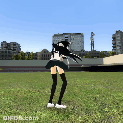Girl In Skirt Standing In Field GIF