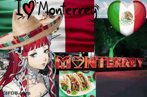 Girl In Sombrero In Front Of I Love Monterrey Sign GIF