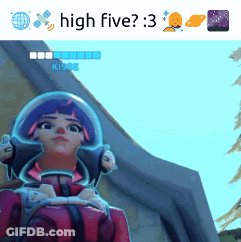 Girl In Space Suit Saying High Five 3 GIF