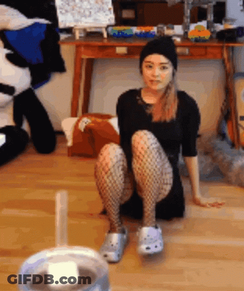 Girl In Stocking Breakdancing GIF