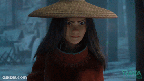 Girl In Straw Hat And Red Sweater With Raya GIF