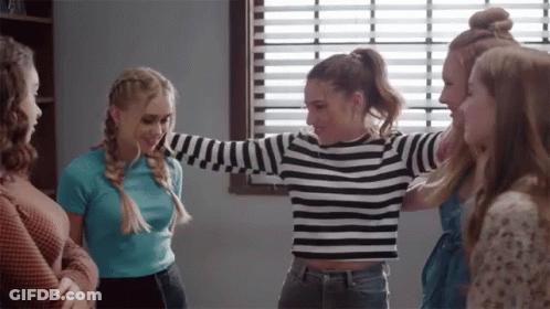 Girl In Striped Shirt In Circle Of Girls GIF