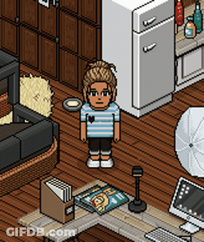 Girl In Striped Shirt Standing In Living Room GIF
