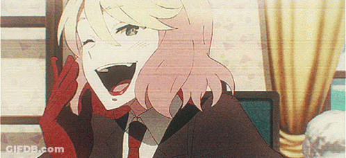 Girl In Suit And Tie Laughing With Mouth Open GIF