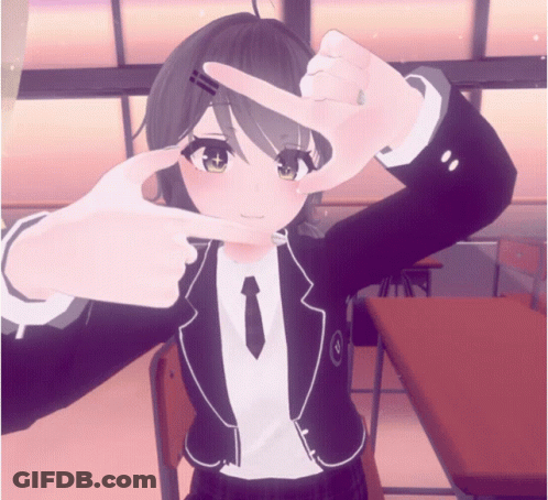 Girl In Suit And Tie Making Peace Sign GIF