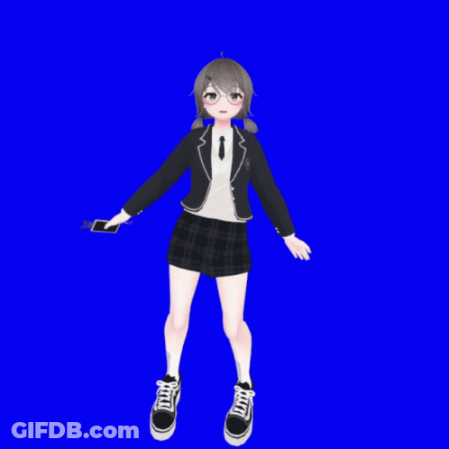 Girl In Suit And Tie On Blue Background GIF