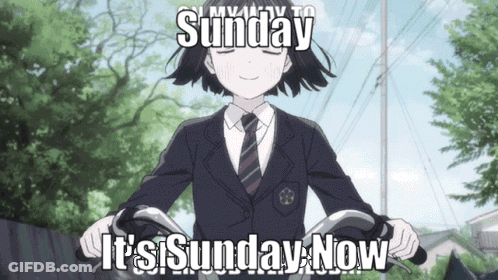 Girl In Suit And Tie Riding Bike Saying It's Sunday Now GIF