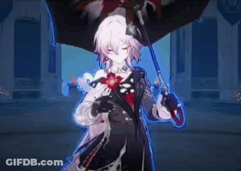 Girl In Suit Holding Umbrella GIF