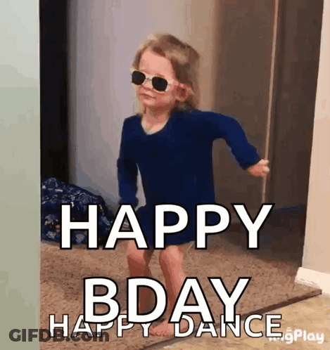 Girl In Sunglasses Dancing Happy Birthday GIF