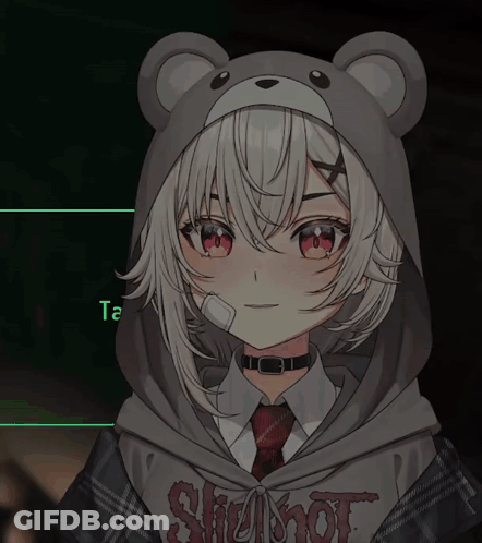 Girl In Teddy Bear Hat And Slipknot Shirt GIF
