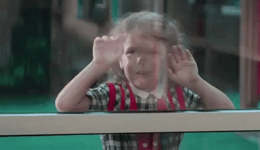 Girl In The Window Crying Waving Goodbye GIF
